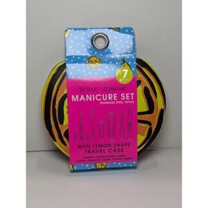 Betsey Johnson 7 Piece Manicure Stainless Steel Set With Lemon Shape Travel Case